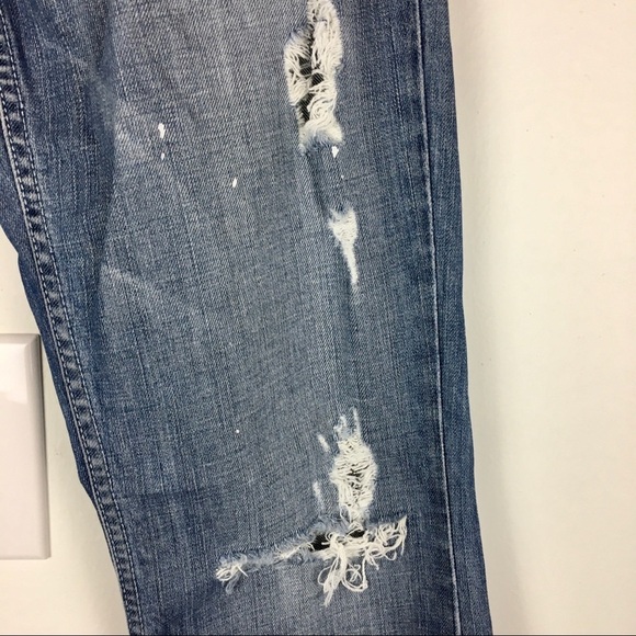 Guess Paint Splatter Distressed Flare Leg Jeans - Picture 7 of 8